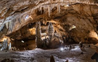 Stalactites and stalagmites inside Lipa Cave, Cetinje Montenegro